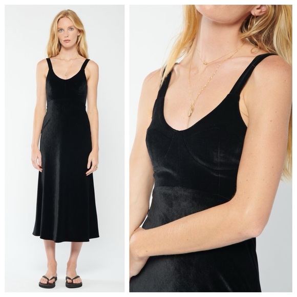 Ciao Lucia Dresses & Skirts - Ciao Lucia Esme Midi Dress (Sz M) Sleeveless Bustier Black Velvet
